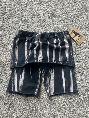Black and White Stripe Layered Women’s Athletic Shorts Organic cotton
